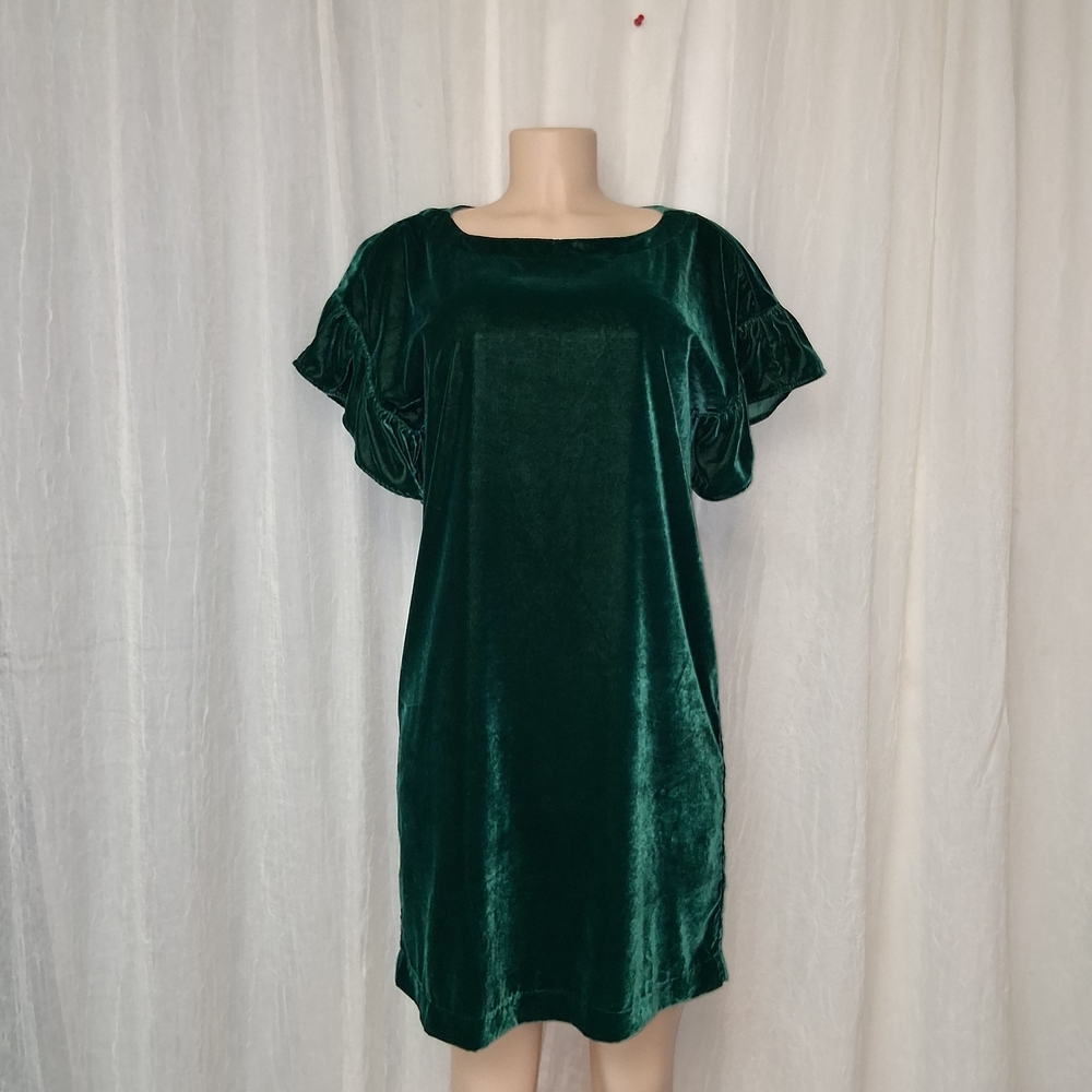 GAP Emerald Velvet Mini Dress Women Size S - Picture 3 of 16